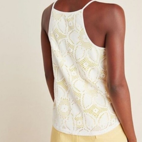 Anthropologie Cosette Camisole Sunflower Crocheted Tank Top Yellow White NWOT - Picture 9 of 12